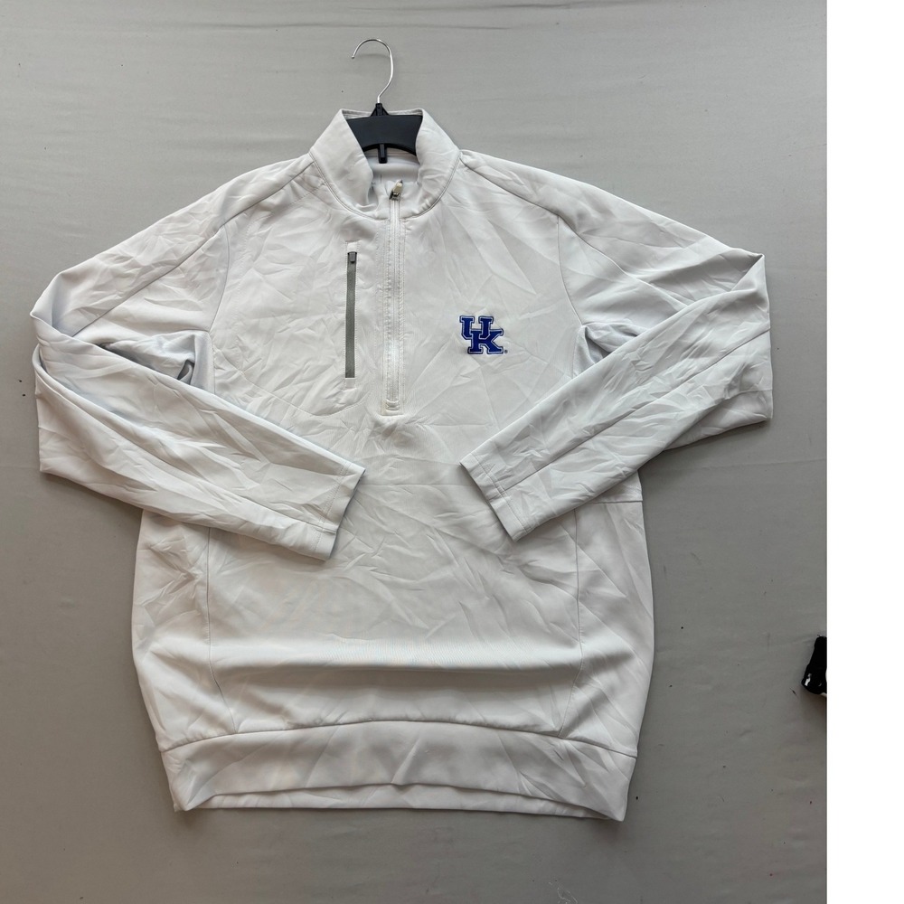 Antigua Kentucky Wildcats Mens Large White Quarter Zip Pullover UK Jacket L
